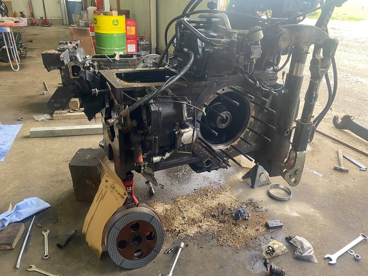 Tractor engine in rebuild phase