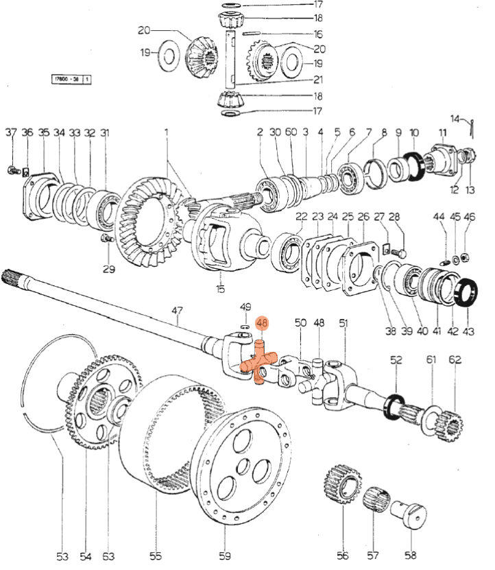 SAME Leopard 85 axle u-joint