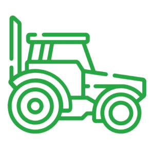 A green tractor icon for marketing parts to suit John Deere tractors from ProPart