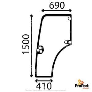 Door Glass LH suitable for New Holland - 48192597